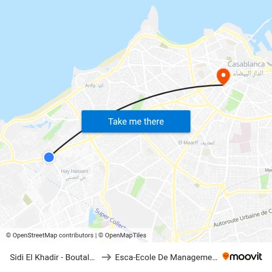 Sidi El Khadir - Boutaleb to Esca-Ecole De Management map