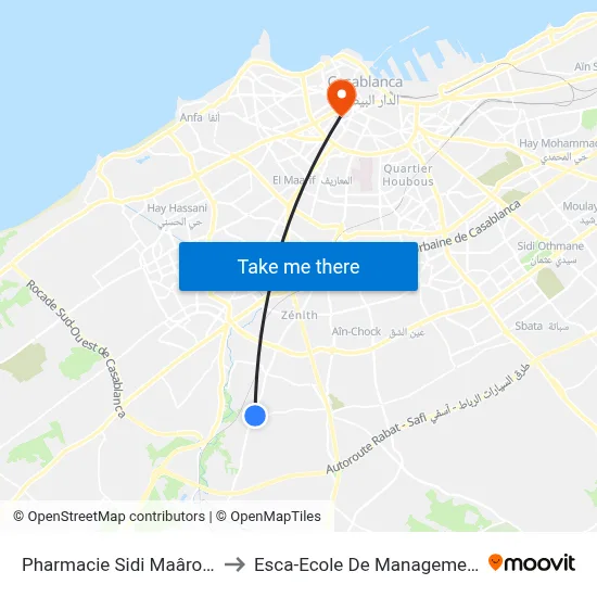 Pharmacie Sidi Maârouf to Esca-Ecole De Management map