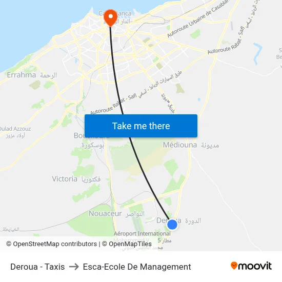Deroua - Taxis to Esca-Ecole De Management map