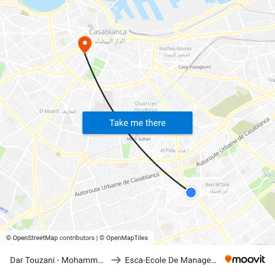 Dar Touzani - Mohammed VI to Esca-Ecole De Management map