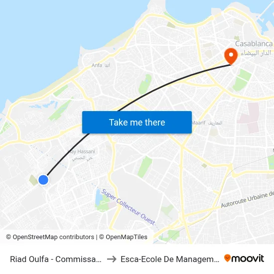 Riad Oulfa - Commissariat to Esca-Ecole De Management map