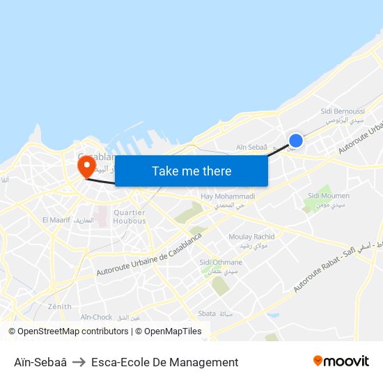 Aïn-Sebaâ to Esca-Ecole De Management map