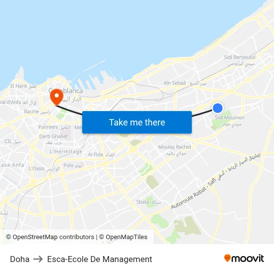 Doha to Esca School of Management map