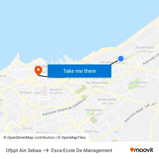 Ofppt Ain Sebaa to Esca-Ecole De Management map