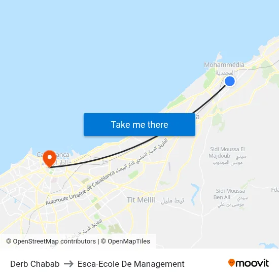 Derb Chabab to Esca School of Management map