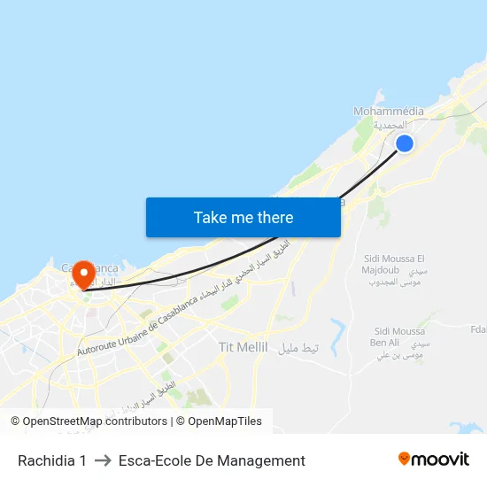 Rachidia 1 to Esca-Ecole De Management map