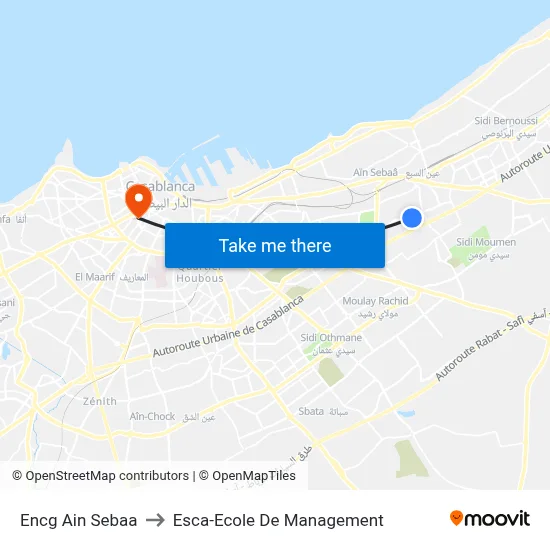 Encg Ain Sebaa to Esca-Ecole De Management map
