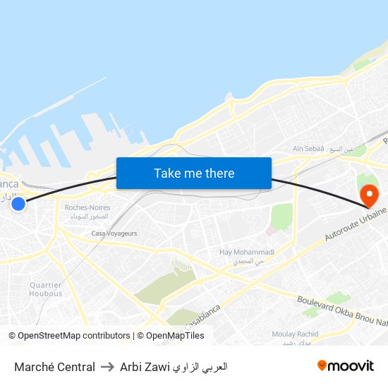 Marché Central to Arbi Zawi العربي الزاوي map