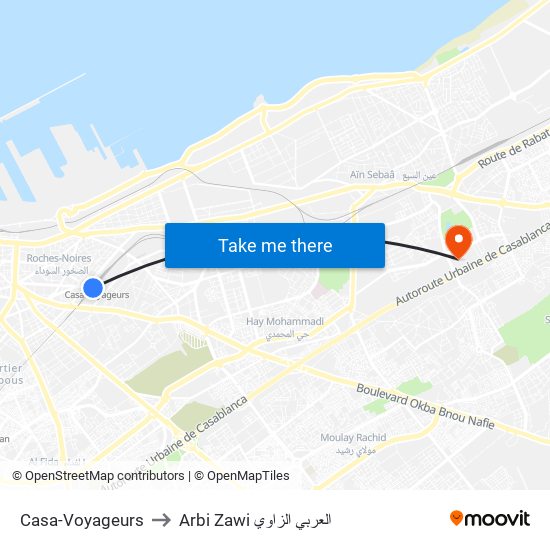 Casa-Voyageurs to Arbi Zawi العربي الزاوي map