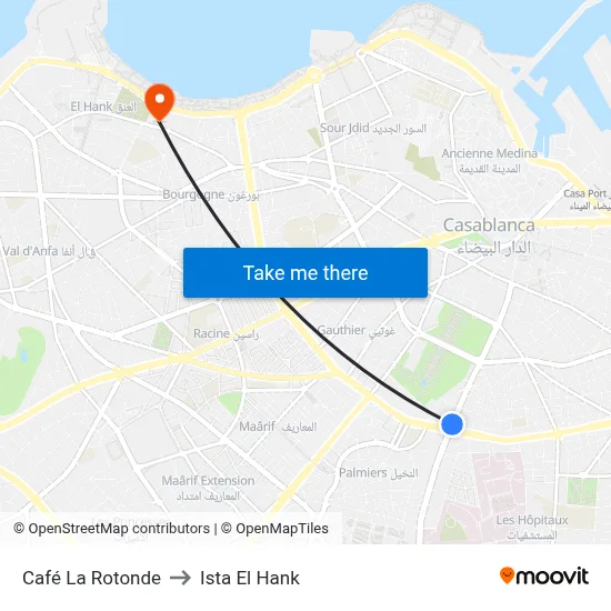 Café La Rotonde to Ista El Hank map