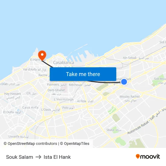 Souk Salam to Ista El Hank map