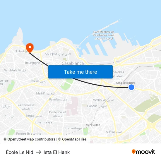 École Le Nid to Ista El Hank map
