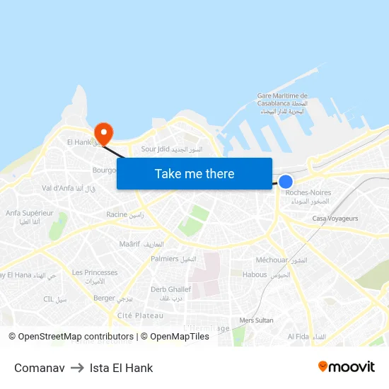 Comanav to Ista El Hank map