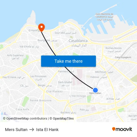 Mers Sultan to Ista El Hank map