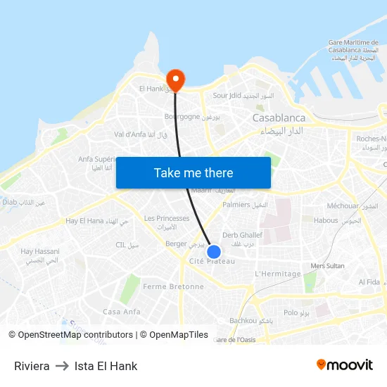 Riviera to Ista El Hank map