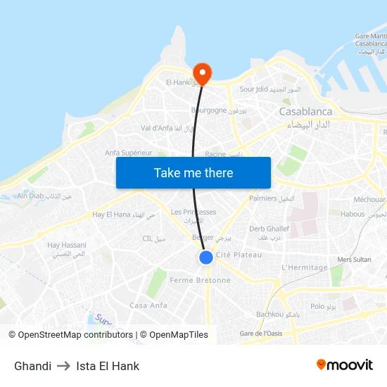 Gandhi to Ista El Hank map