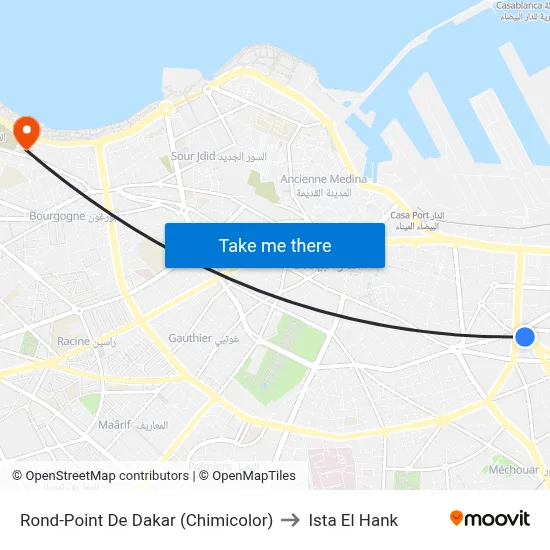 Dakar Roundabout (Chimicolor) to Ista El Hank map