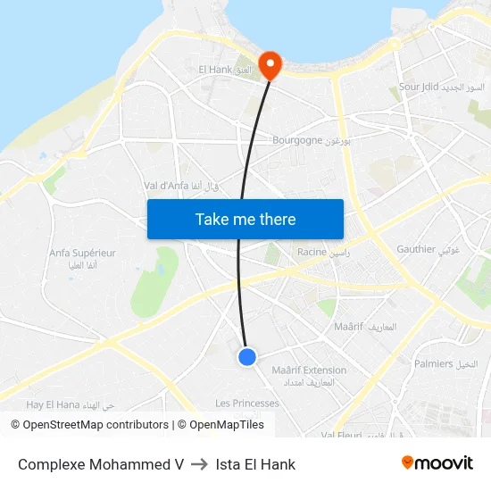 Mohammed V Complex to Ista El Hank map