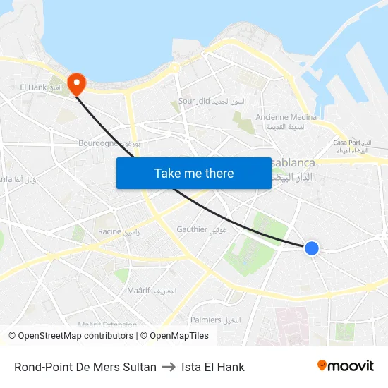 Rond-Point De Mers Sultan to Ista El Hank map