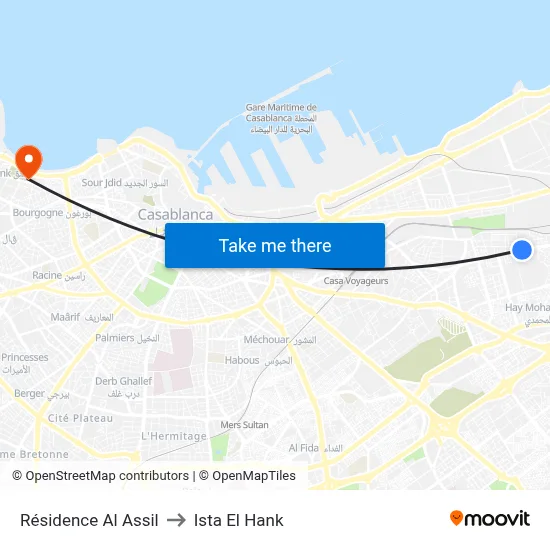 Al Assil Residence to Ista El Hank map