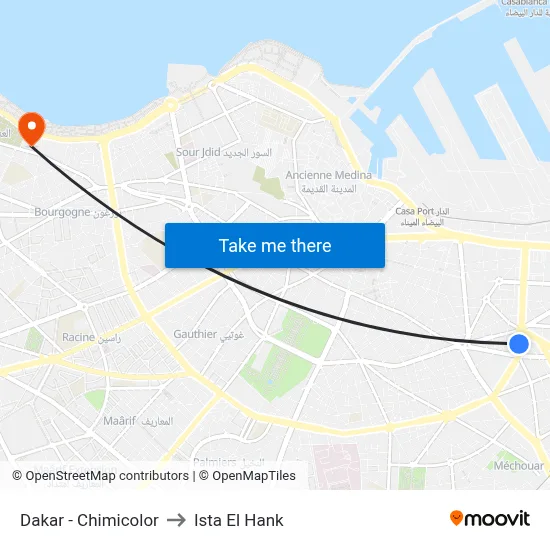 Dakar - Chimicolor to Ista El Hank map