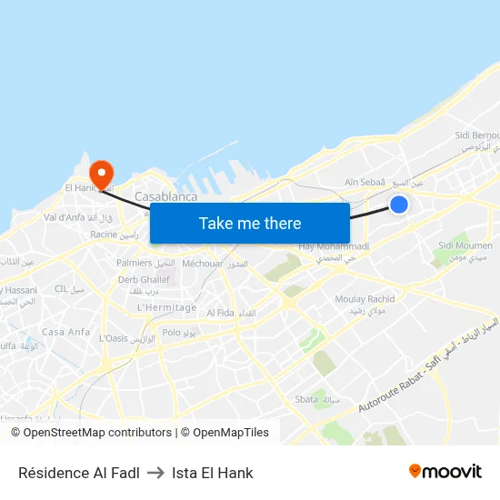 Al Fadl Residence to Ista El Hank map