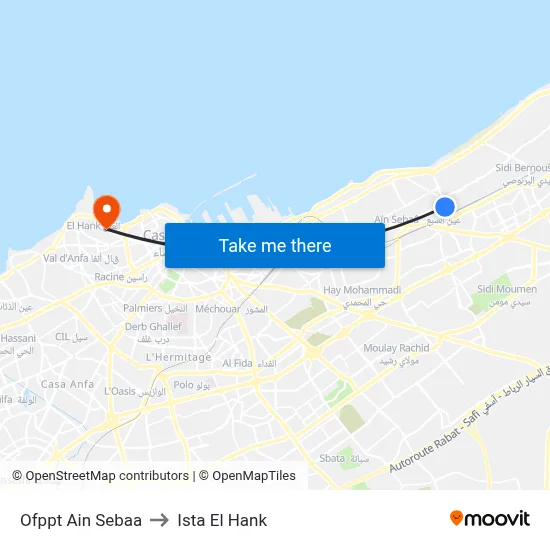 Ofppt Ain Sebaa to Ista El Hank map