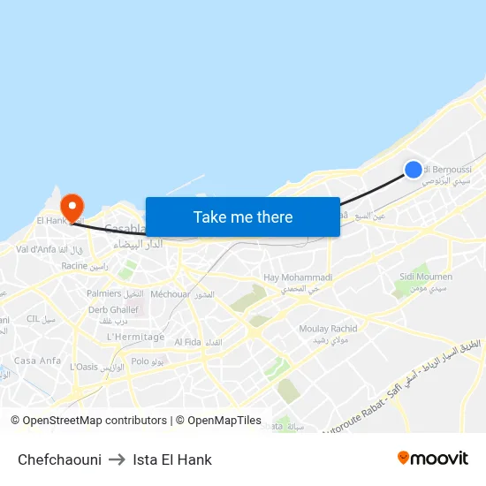 Chefchaouni to Ista El Hank map