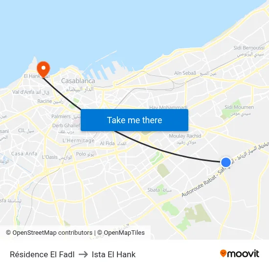 El Fadl Residence to Ista El Hank map
