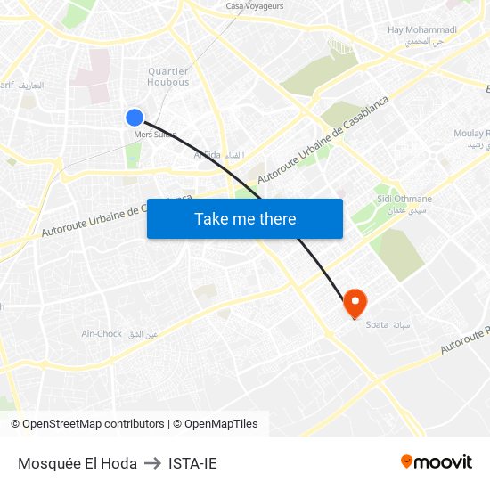Mosquée El Hoda to ISTA-IE map