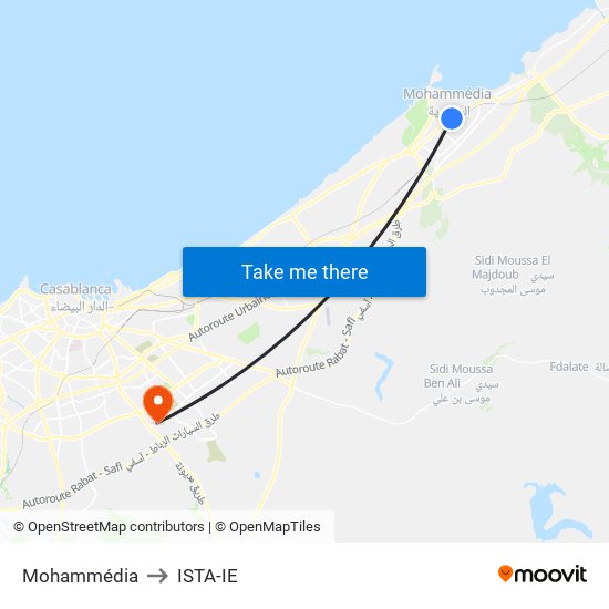Mohammédia to ISTA-IE map