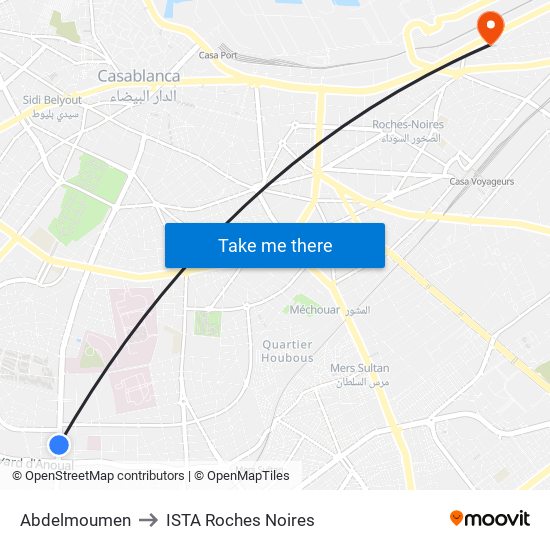 Abdelmoumen to ISTA Roches Noires map