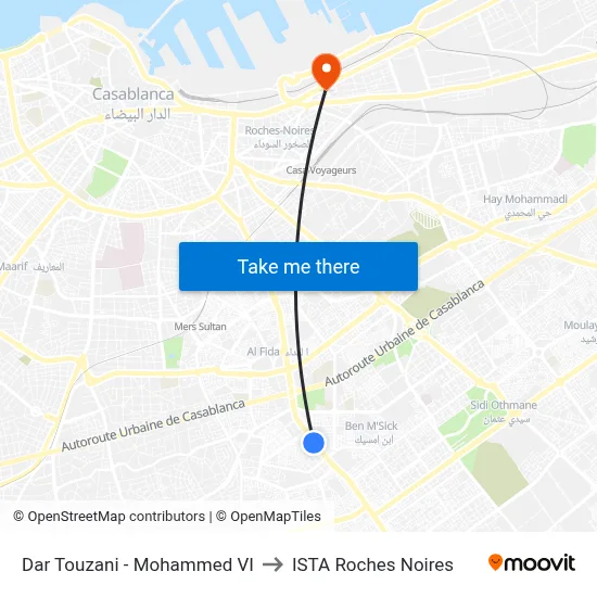 Dar Touzani - Mohammed VI to ISTA Roches Noires map