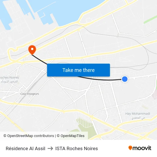 Résidence Al Assil to ISTA Roches Noires map