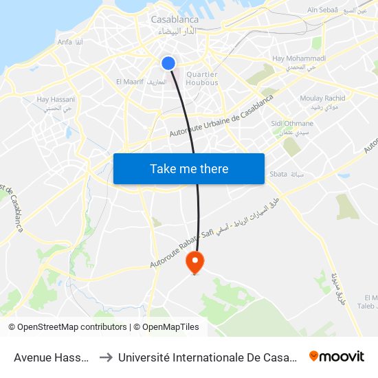 Avenue Hassan II to Université Internationale De Casablanca map