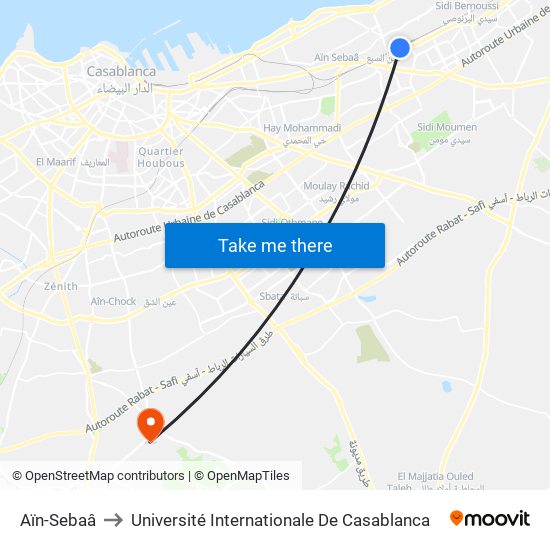 Aïn-Sebaâ to Université Internationale De Casablanca map
