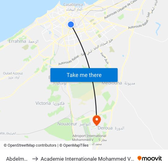 Abdelmoumen to Academie Internationale Mohammed VI de l'Aviation Civile map