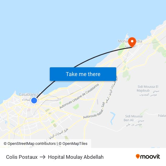 Colis Postaux to Hopital Moulay Abdellah map