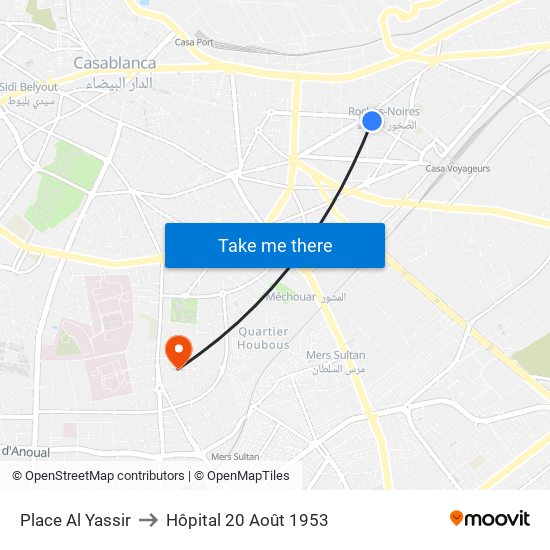 Place Al Yassir to Hôpital 20 Août 1953 map