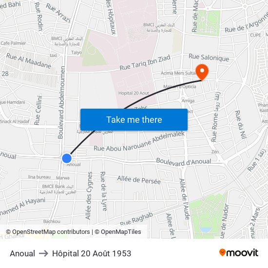 Anoual to Hôpital 20 Août 1953 map