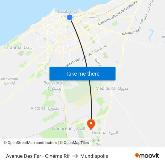 Avenue Des Far - Cinéma Rif to Mundiapolis map
