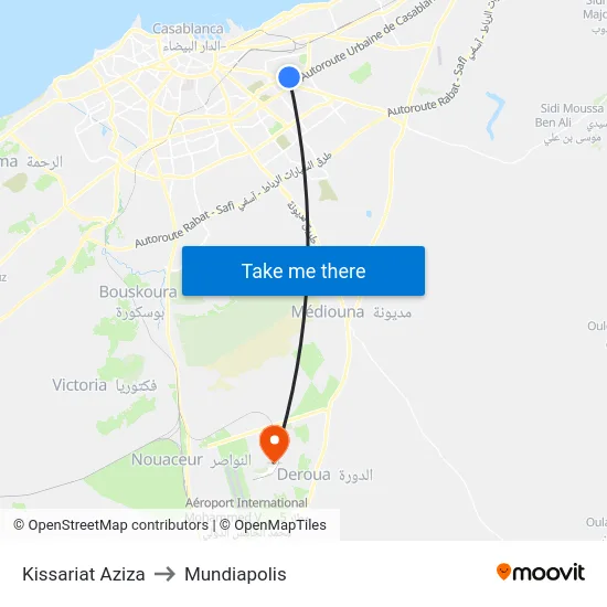 Kissariat Aziza to Mundiapolis map