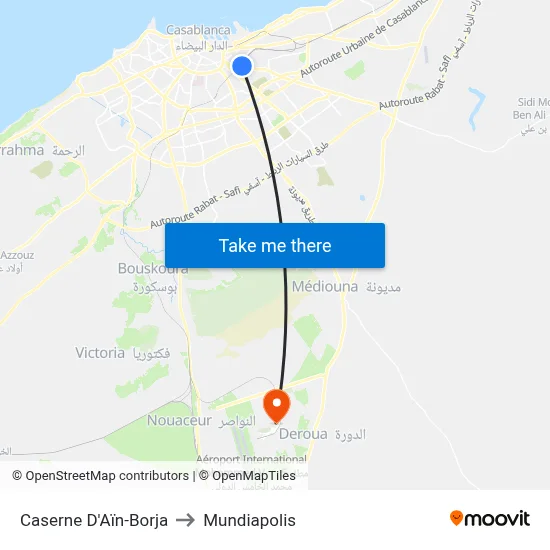 Caserne D'Aïn-Borja to Mundiapolis map