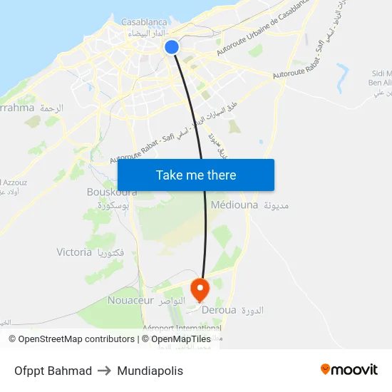 Ofppt Bahmad to Mundiapolis map