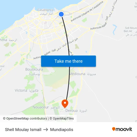 Shell Moulay Ismaïl to Mundiapolis map