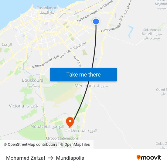 Mohamed Zefzaf to Mundiapolis map