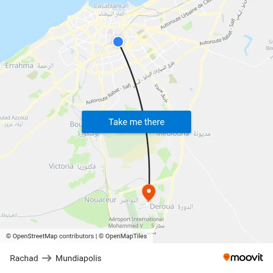 Rachad to Mundiapolis map