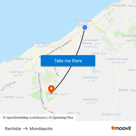 Rachidia to Mundiapolis map