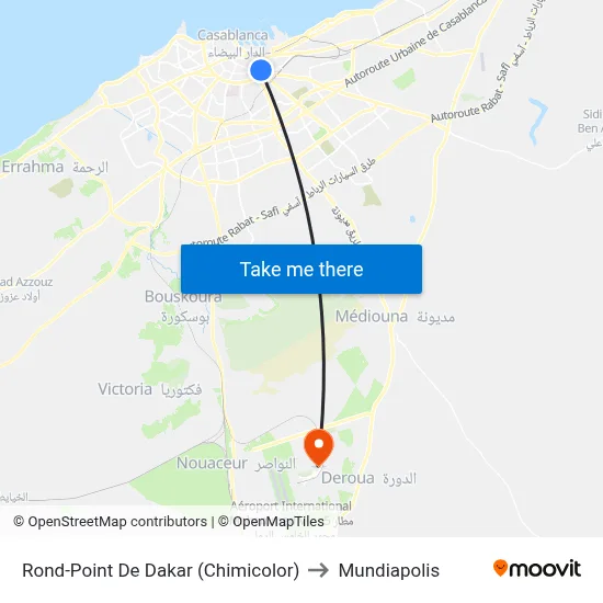 Rond-Point De Dakar (Chimicolor) to Mundiapolis map