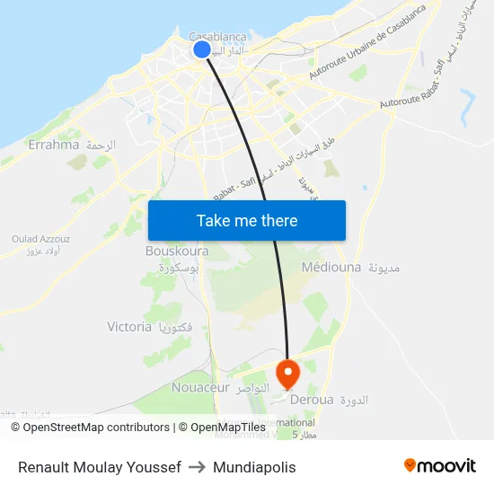 Renault Moulay Youssef to Mundiapolis map